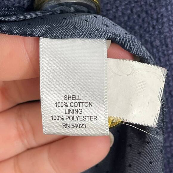 Banana Republic Navy Coarse Cotton Weave Button Front Overcoat Women's XS - Picture 10 of 10